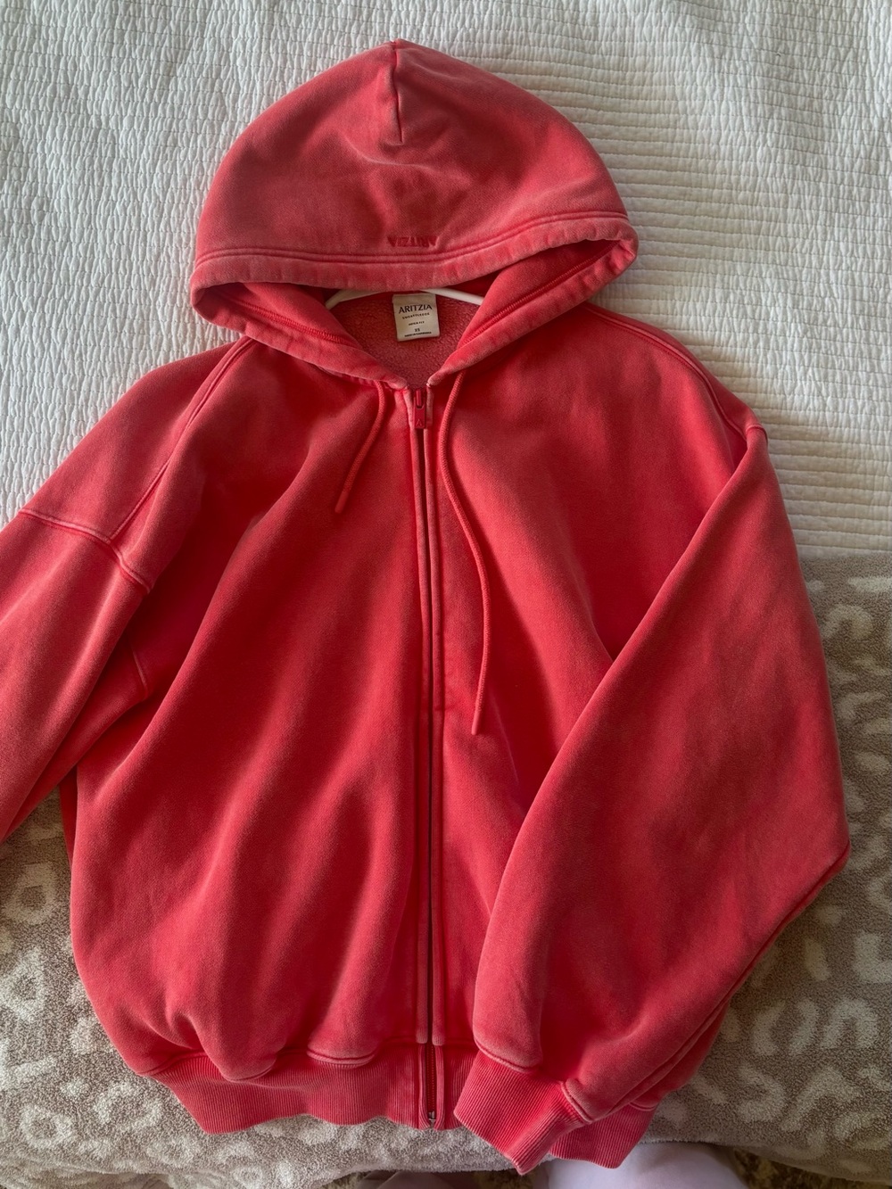 Aritzia SunFaded Coral Zip-Up Hoodie